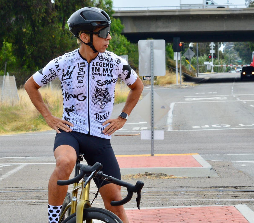 White English Letters Cyclist Professional Suit Equipment