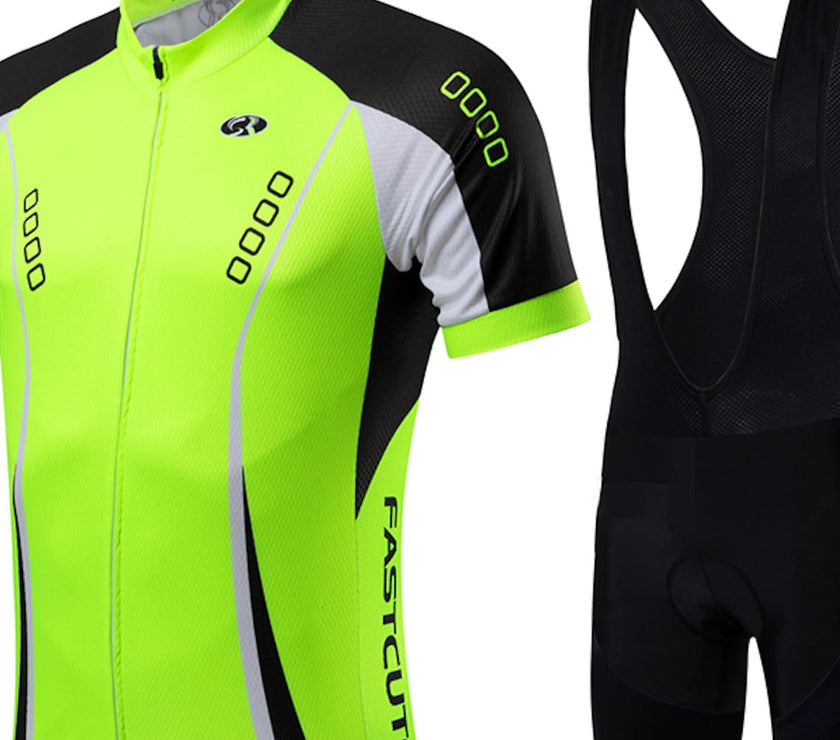 Men's Short Sleeve Cycling Jersey with Bib Shorts