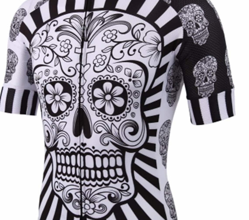 Men's Short Sleeves Cycling Jersey Summer Pink Green Lavender Skull