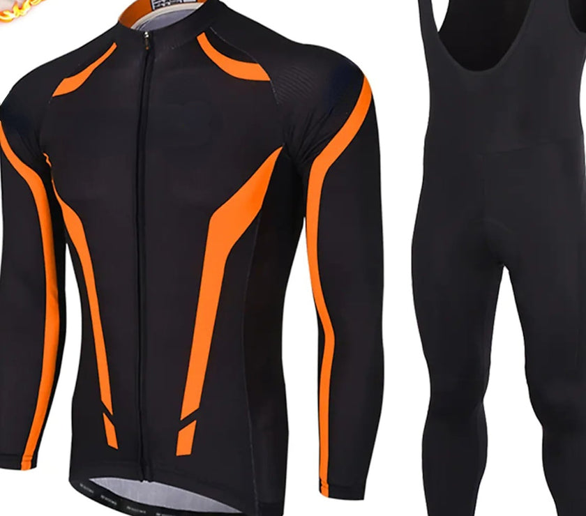 Grams Men's Long Sleeve Cycling Jersey with Bib Tights