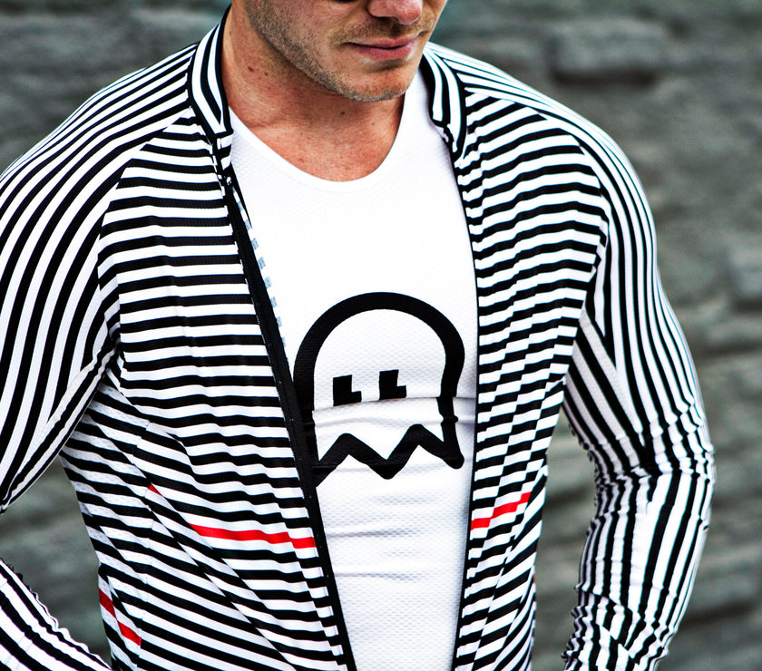 "Line" Black and White Line Professional Cycling Long-sleeve Top