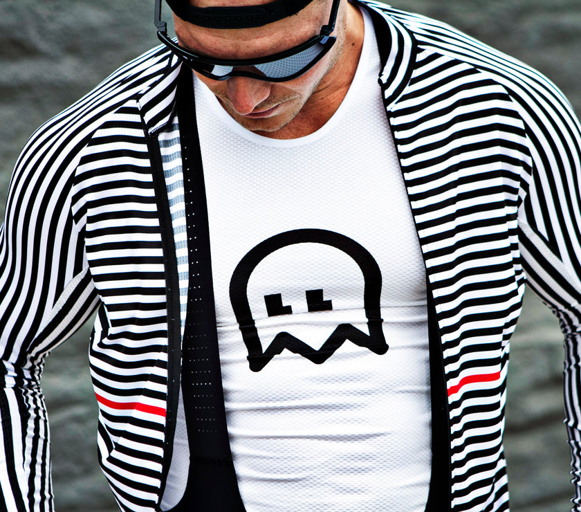 "Line" Black and White Line Professional Cycling Long-sleeve Top