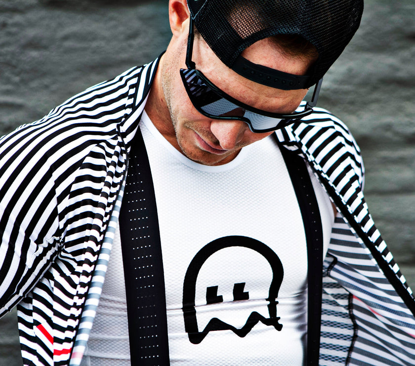 "Line" Black and White Line Professional Cycling Long-sleeve Top