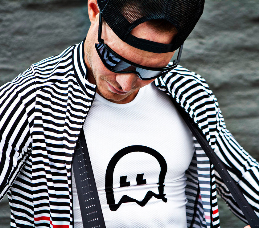 "Line" Black and White Line Professional Cycling Long-sleeve Top