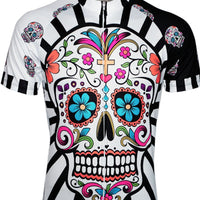 Men's Short Sleeves Cycling Jersey Summer Pink Green Lavender Skull