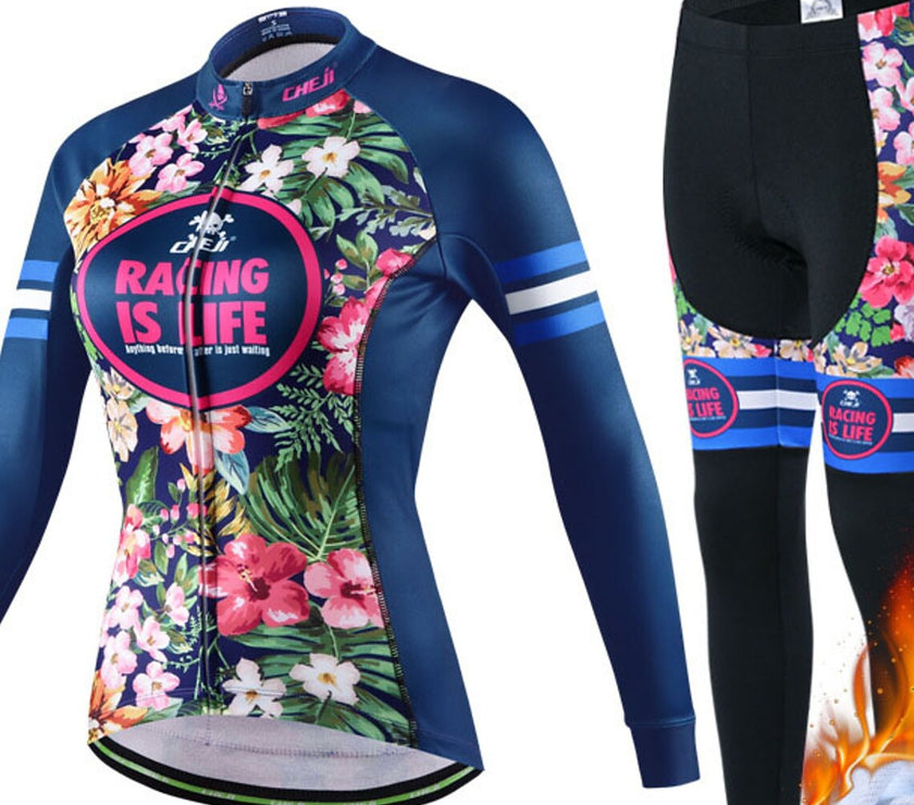Women's Long Sleeve Cycling Jersey with Tights
