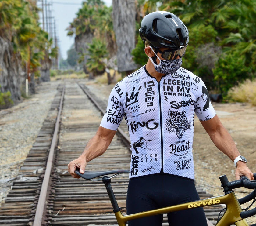 White English Letters Cyclist Professional Suit Equipment