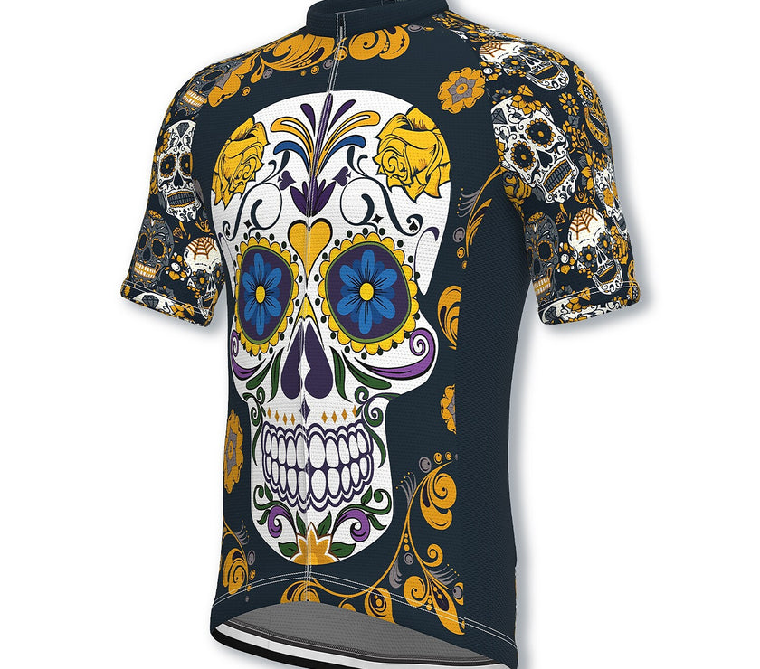 Men's Short Sleeve Cycling JerseySkull Funny