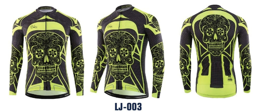 KEMALOCE Autumn Pro Long Sleeve Cycling Jersey Skull