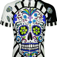 Men's Short Sleeves Cycling Jersey Summer Pink Green Lavender Skull