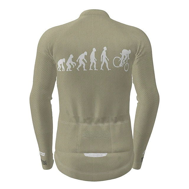 Men's Long Sleeve Cycling Jersey Winter Polyester Black Dark Gray Khaki