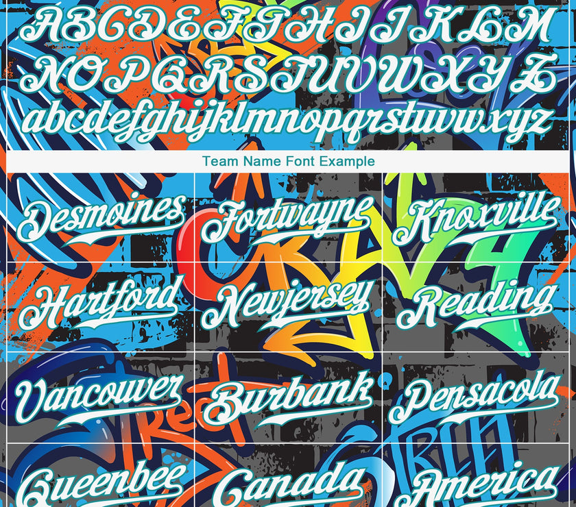 Custom Graffiti Pattern White-Aqua 3D Performance T-Shirt