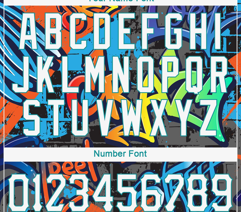 Custom Graffiti Pattern White-Aqua 3D Performance T-Shirt