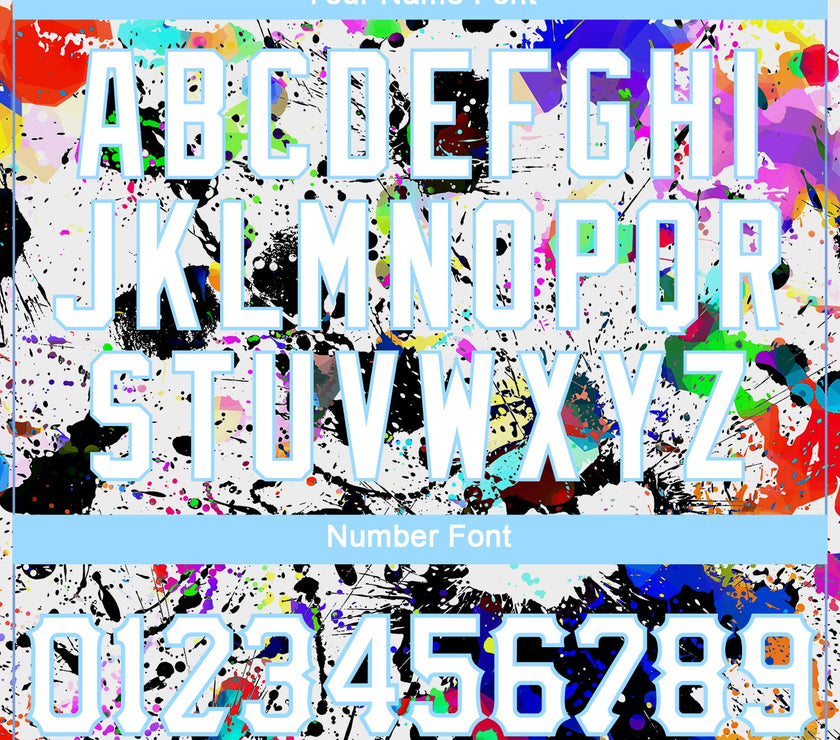 Custom Splashes Graffiti Pattern White-Light Blue 3D Performance T-Shirt