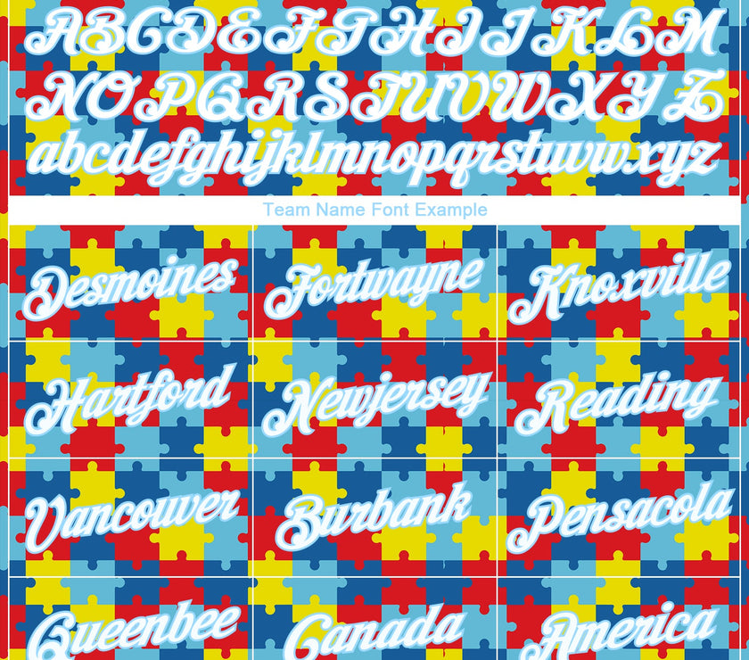 Custom Autism Awareness Puzzle Pieces Light Blue-White 3D Performance T-Shirt