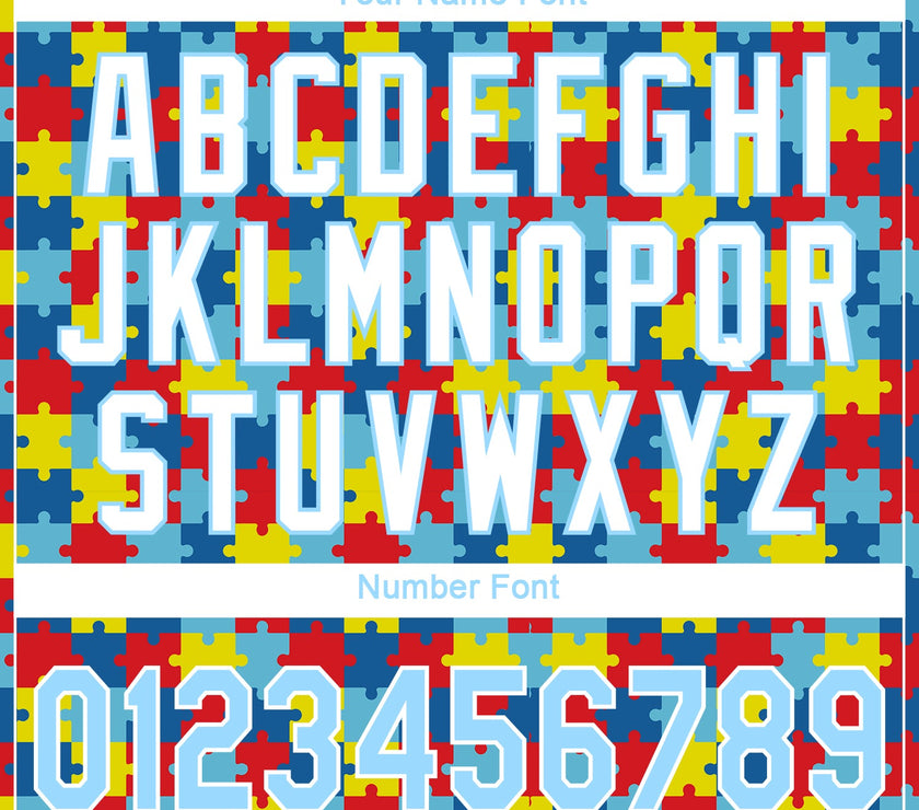 Custom Autism Awareness Puzzle Pieces Light Blue-White 3D Performance T-Shirt