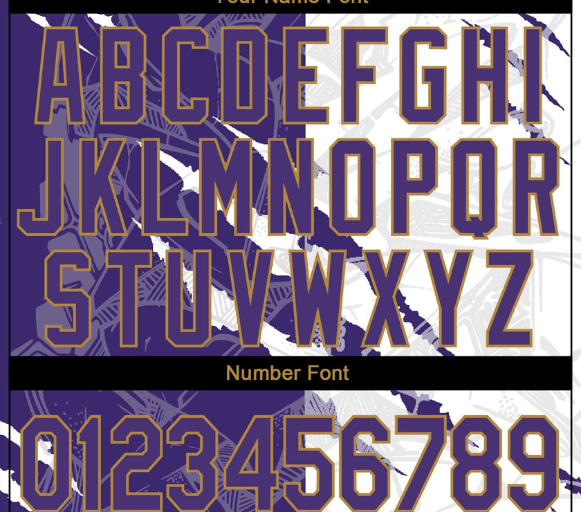 Custom Graffiti Pattern Purple-Old Gold 3D Performance T-Shirt