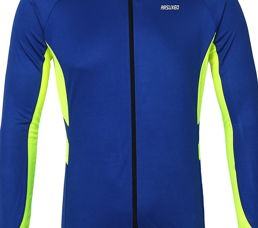 Men's Long Sleeve Cycling Jersey Winter Polyester Dark Grey