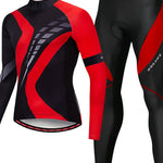 Men's Long Sleeve Cycling Jersey with Tights Winter Silicone Elastane