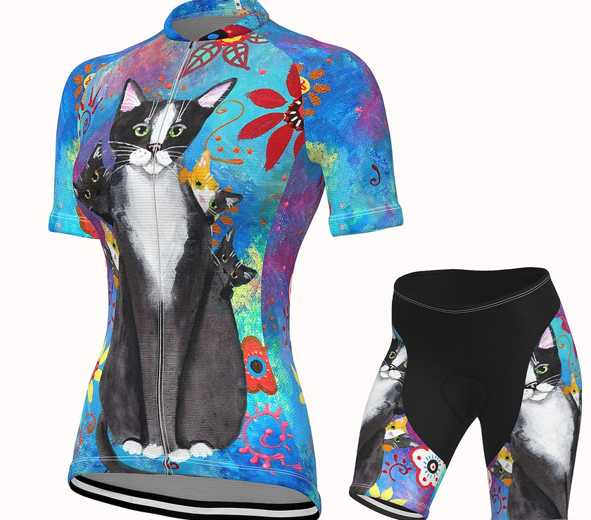 Women's Short Sleeve Cycling Jersey with Shorts