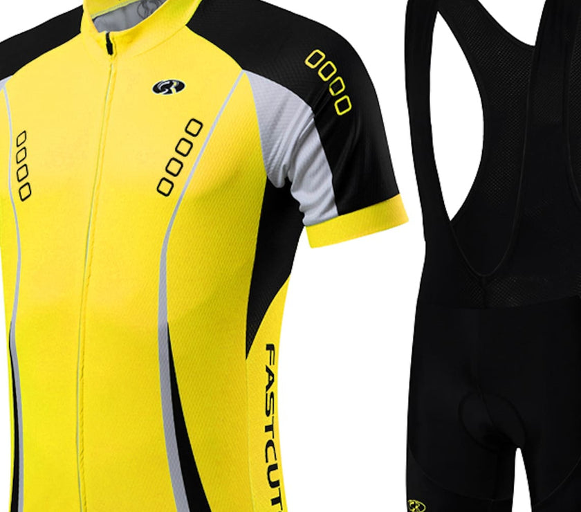 Men's Short Sleeve Cycling Jersey with Bib Shorts