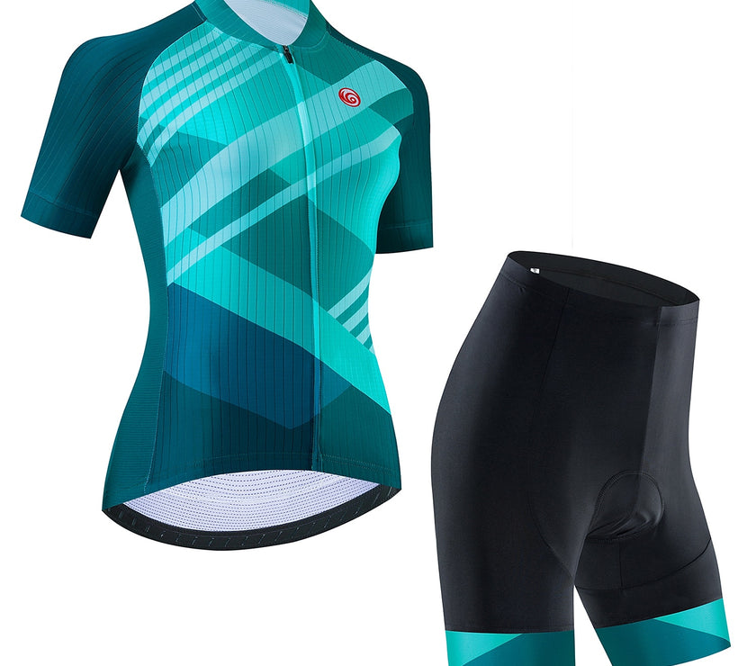 Women's Short Sleeve Cycling Jersey with Bib Shorts Cycling Jersey