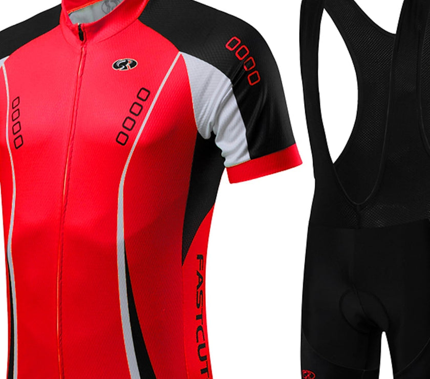 Men's Short Sleeve Cycling Jersey with Bib Shorts