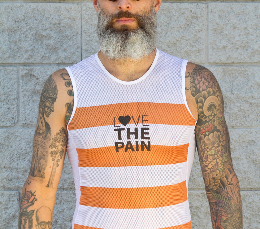 White and Orange Striped Quick-drying Cycling Suit