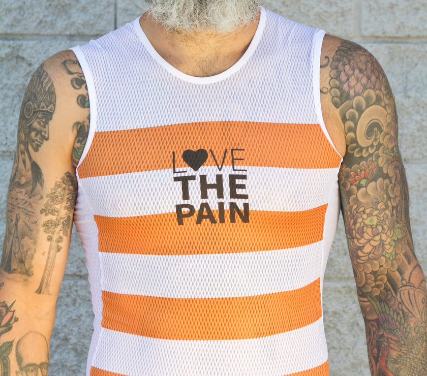 White and Orange Striped Quick-drying Cycling Suit