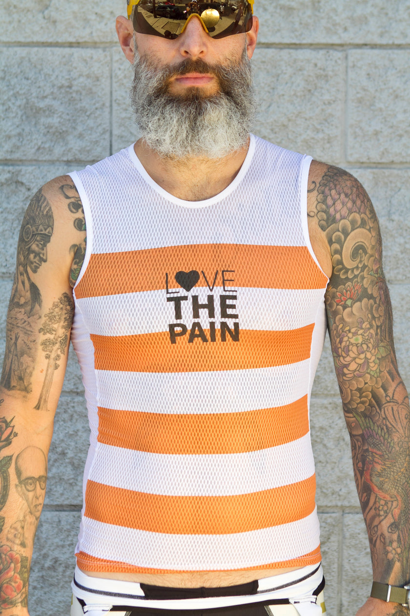 White and Orange Striped Quick-drying Cycling Suit