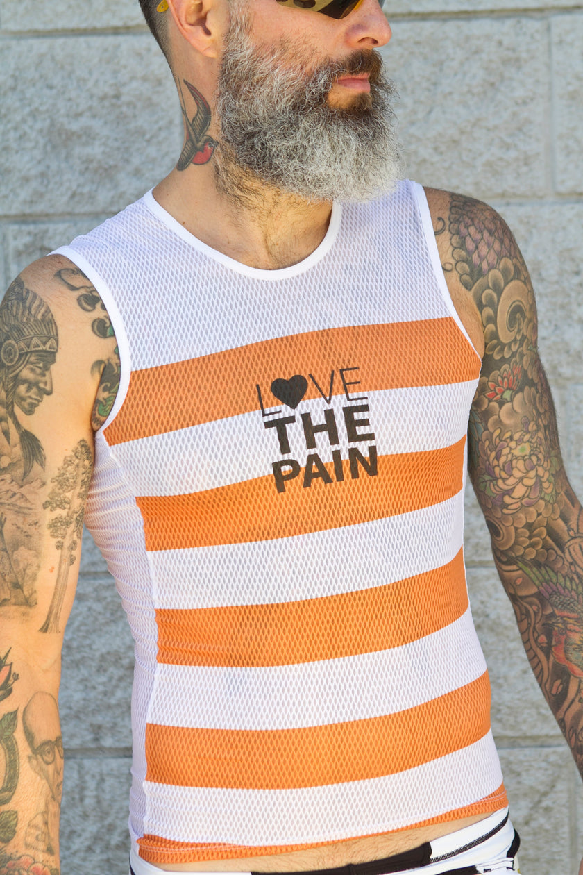 White and Orange Striped Quick-drying Cycling Suit