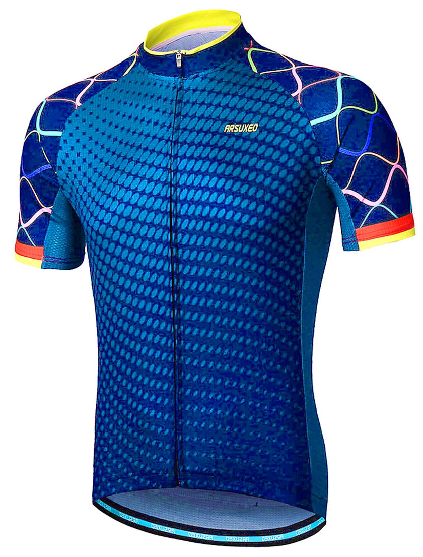 Men's Short Sleeve Cycling Jersey Summer Polyester Bike Jersey
