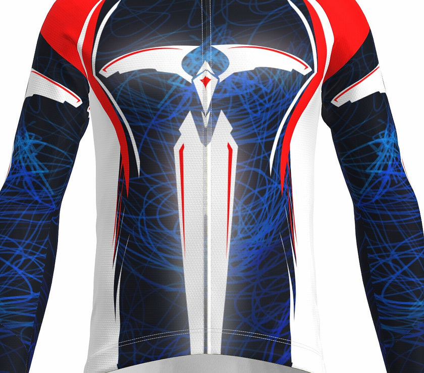 Grams Men's Long Sleeve Cycling Jersey Spandex Polyester Dark Navy Bike Top Mountain Bike MTB Road Bike Cycling Breathable Quick Dry Moisture Wicking Sports Clothing Apparel / Stretchy