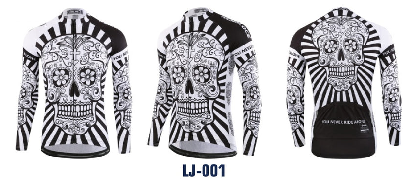 KEMALOCE Autumn Pro Long Sleeve Cycling Jersey Skull
