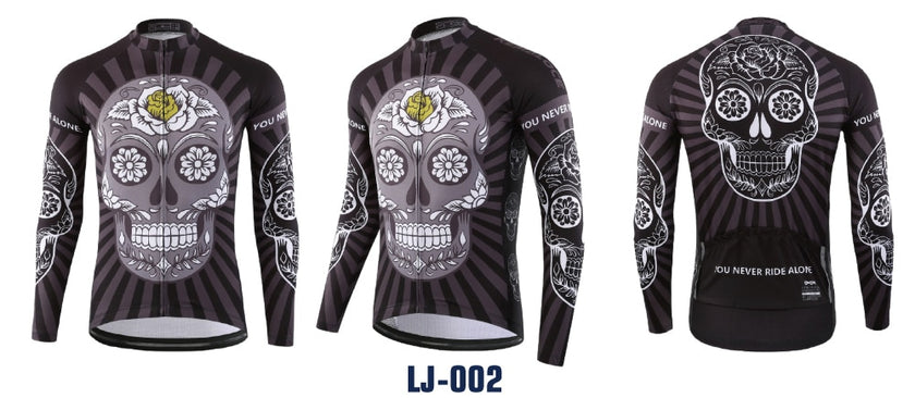 KEMALOCE Autumn Pro Long Sleeve Cycling Jersey Skull