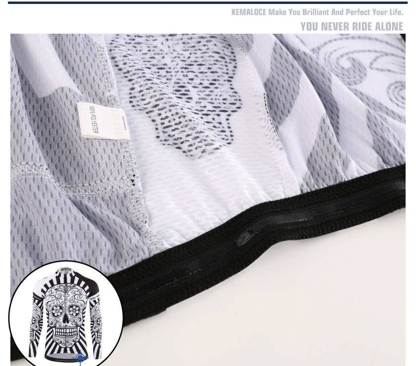 KEMALOCE Autumn Pro Long Sleeve Cycling Jersey Skull