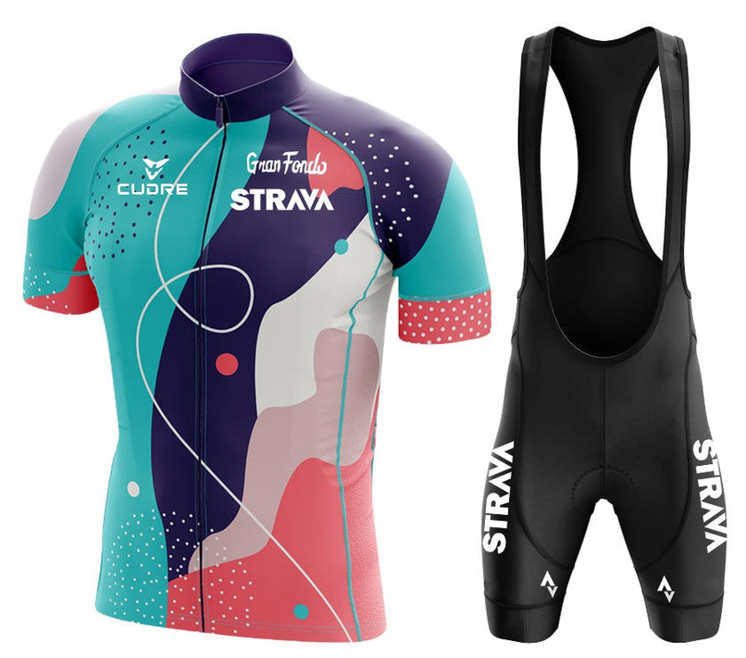 Team STRAVA cycling jersey men cycling set