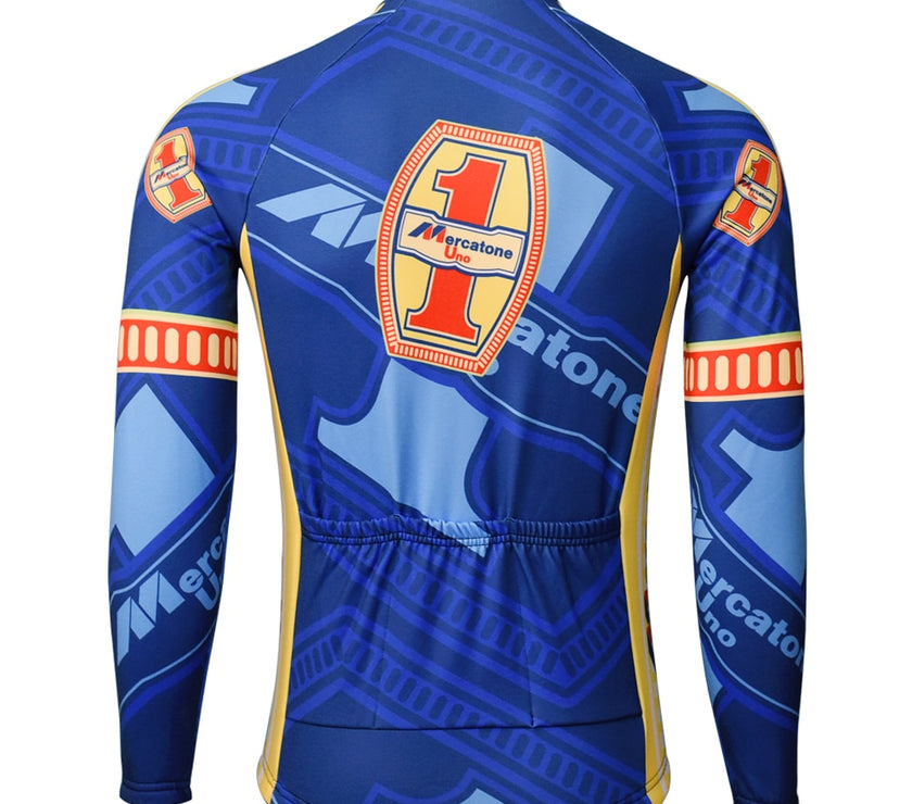 Retro Winter Fleece Cycling Jersey Long Sleeve Bike