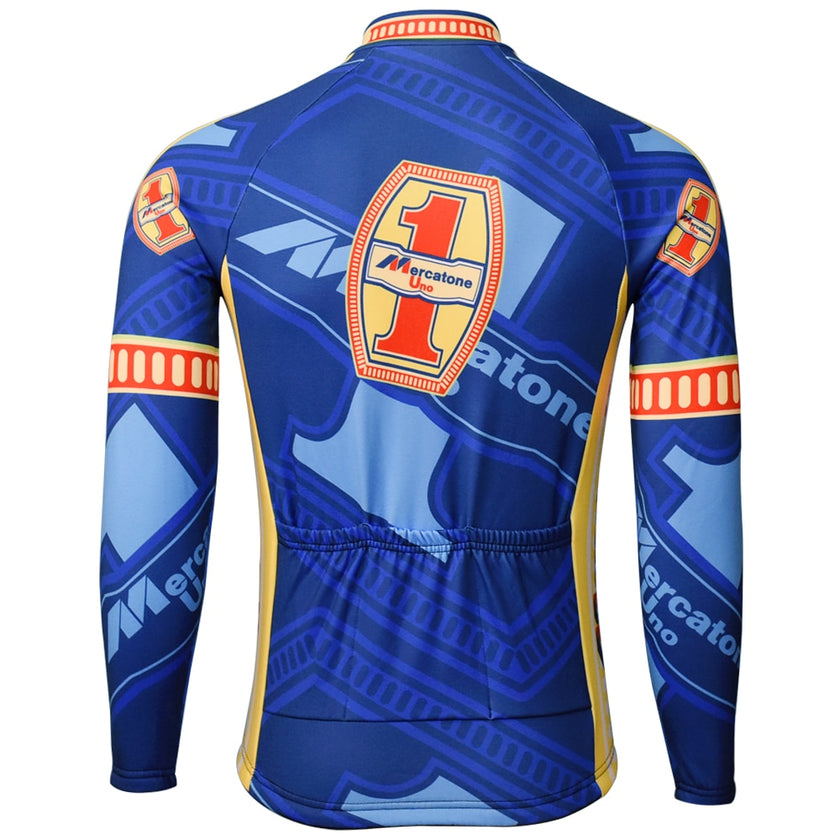 Retro Winter Fleece Cycling Jersey Long Sleeve Bike