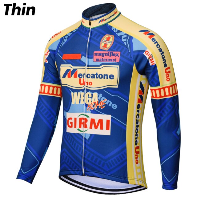 Retro Winter Fleece Cycling Jersey Long Sleeve Bike