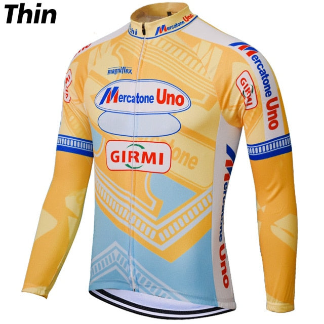 Retro Winter Fleece Cycling Jersey Long Sleeve Bike