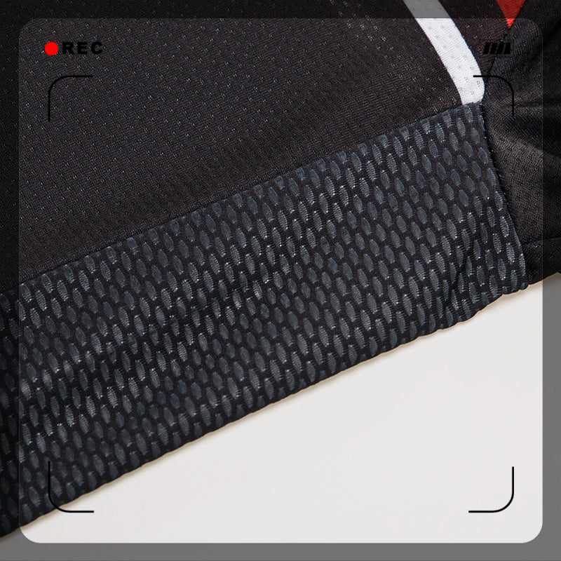 Men Long Sleeve Bicycle Cycling Sets Anti-sweat Black Matches Red