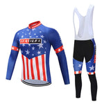 Men Long Sleeve Bicycle Cycling Sets Anti-sweat Stars and Stripes