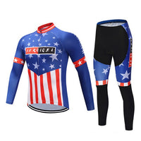Men Long Sleeve Bicycle Cycling Sets Anti-sweat Stars and Stripes