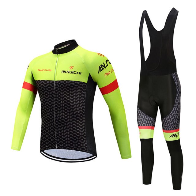 Men Long Sleeve Bicycle Cycling Sets Anti-sweat Contrast