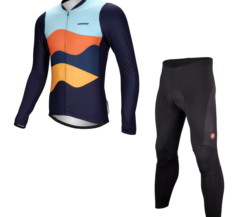 Cycling Set Men Warm Thermal Hot Cycling Jersey Long Sleeve