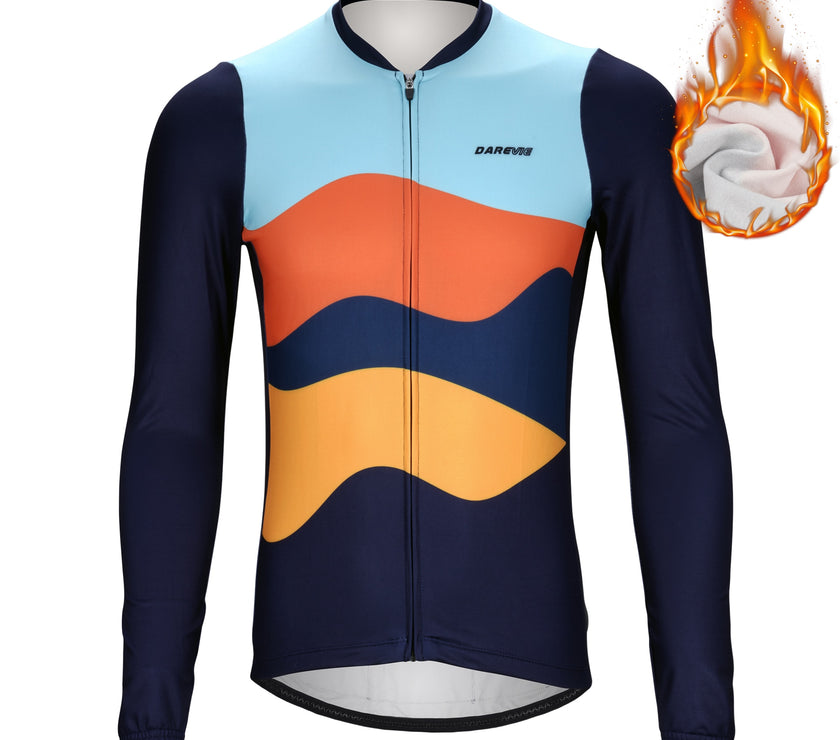 Cycling Set Men Warm Thermal Hot Cycling Jersey Long Sleeve