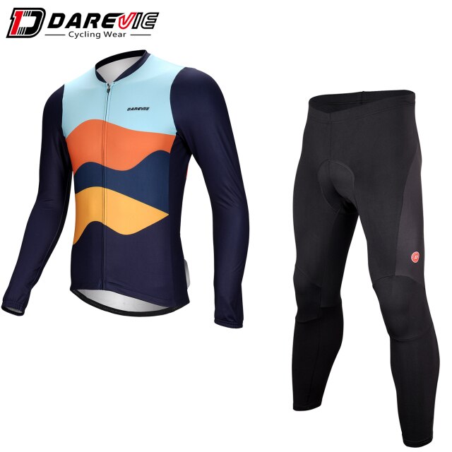 Cycling Set Men Warm Thermal Hot Cycling Jersey Long Sleeve