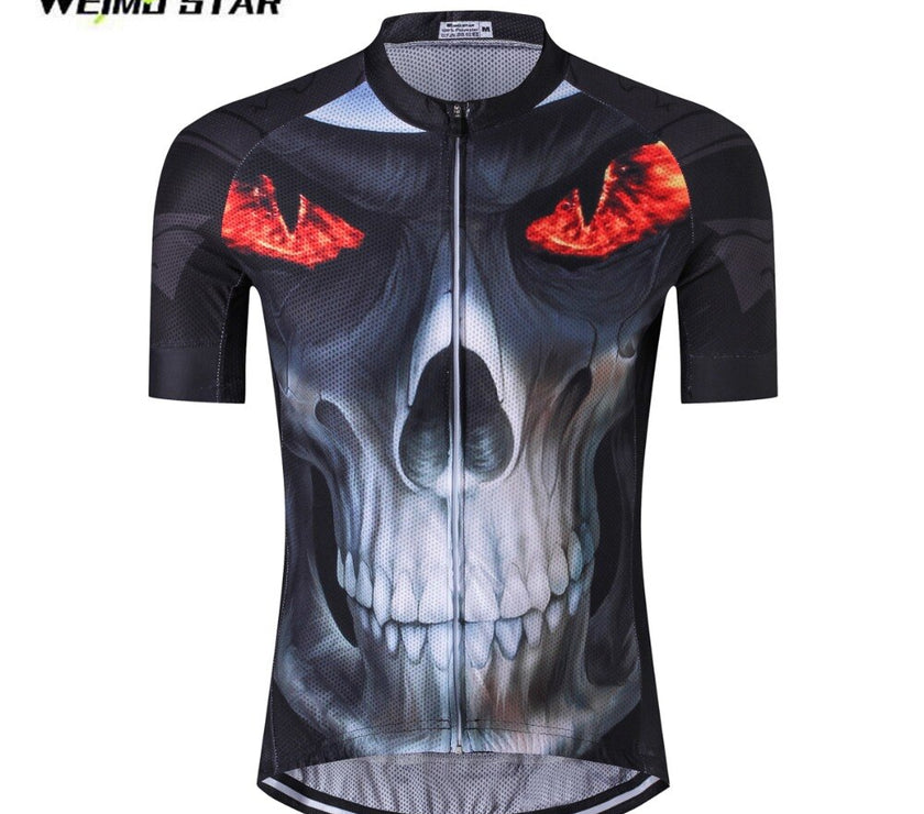 Fire Skull 3D Men Cycling Jersey Bike Bicycle Short Sleeves Jersey