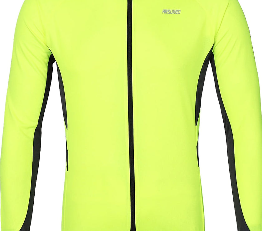 Men's Long Sleeve Cycling Jersey Winter Polyester Dark Grey